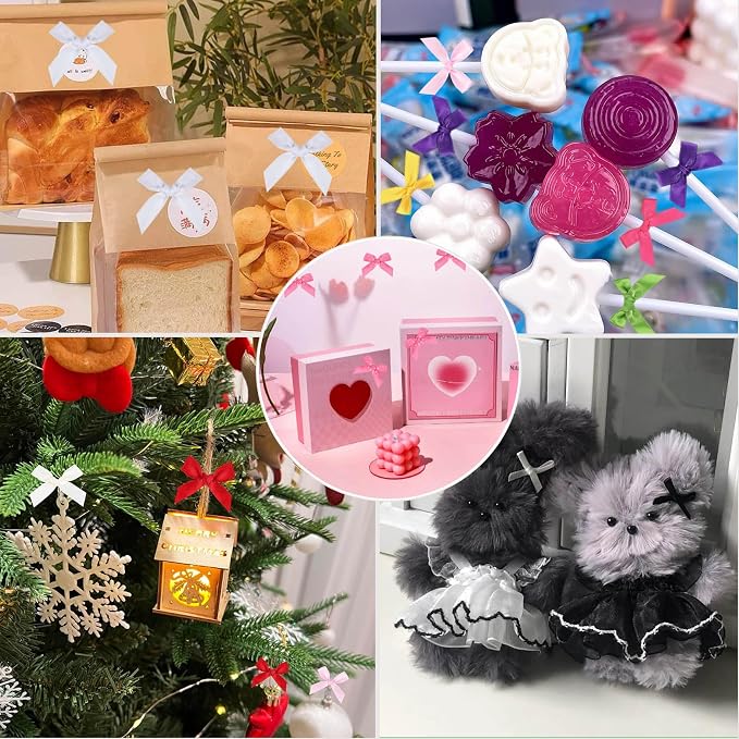 Hot Pink Mini Bows 1.57" 100PCS Small Satin Ribbon Bows - Image 7