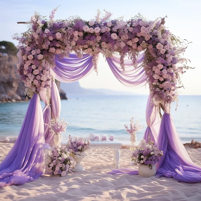 Wedding Arch Draping Fabric Backdrop 3 Panels, Lavender Purple | 28.7"x20FT - Image 3