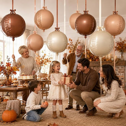 Brown Sand White Round Foil Balloons - Image 7