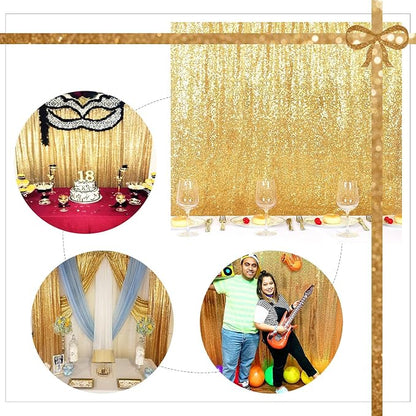 Gold Sequin Backdrop 10FTx10FT NO See-Through Photobooth Backdrop Curtains - Image 8