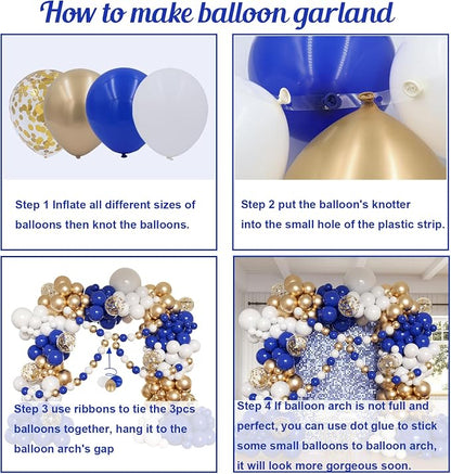 Royal Blue and Gold Balloons Garland Arch Kit - Image 3