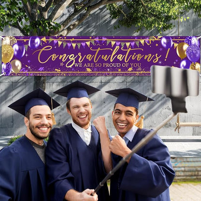 Graduation Decoration Banner Purple and Gold Graduation 2026 Banner Sign Gold - Image 6