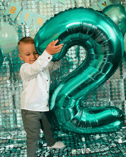 5 Balloon - Teal Birthday Number Balloons, 40 Inch Decorations Men Women | Teal - Image 8