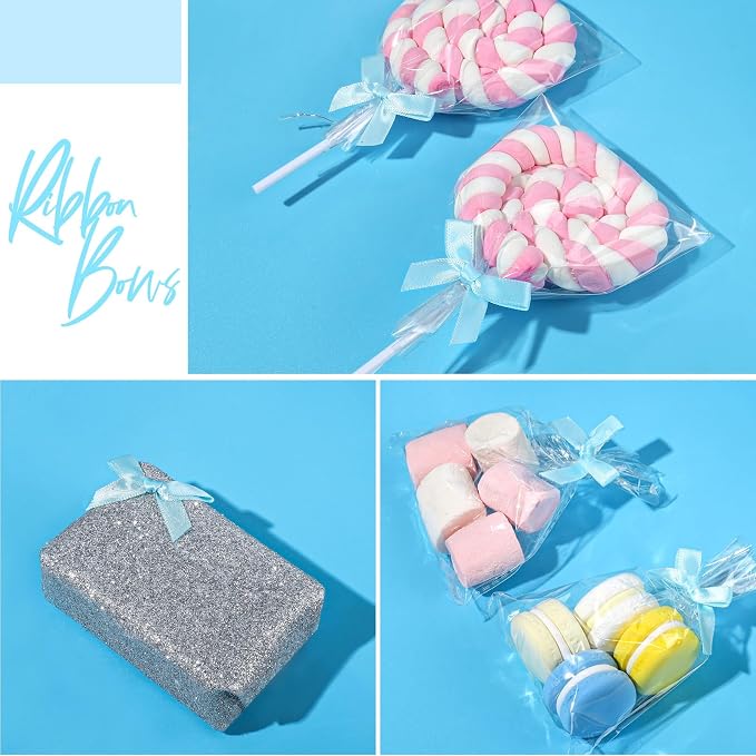 YGDZ 50 PCS Mini Blue Bows, Light Blue Satin Ribbon Bows, Small Bows - Image 5