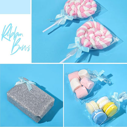 YGDZ 50 PCS Mini Blue Bows, Light Blue Satin Ribbon Bows, Small Bows - Image 5