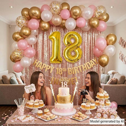 Gold Number 18 Balloon 40 Inch, Shiny Foil Decor - Image 6