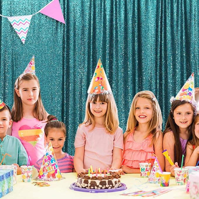 SquarePie 8x10ft Teal Sequin Backdrop, High Density Non-Transparent Glitter - Image 6