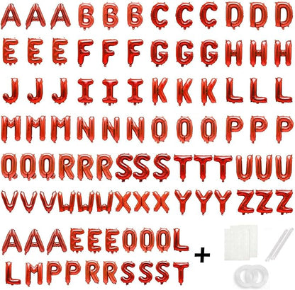 98 Pcs Red Letter Balloons, Custom 3 Set A-Z Set - Image 2