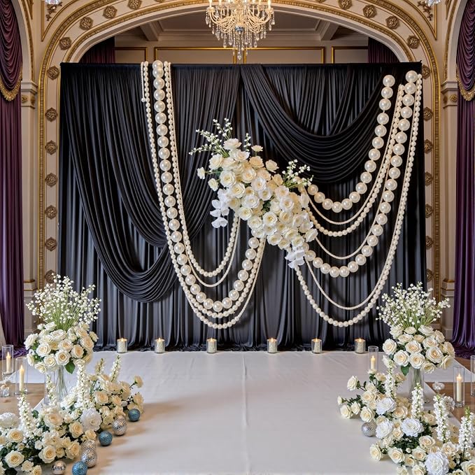 30ft x 8ft Wrinkle Free Black Backdrop Curtains - Image 6