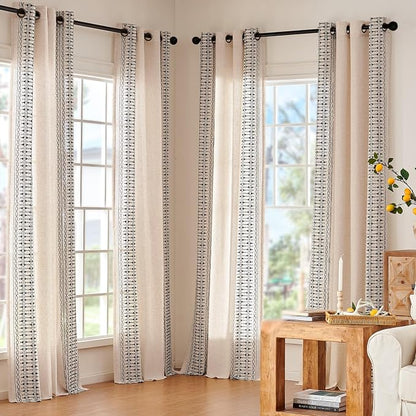 jinchan Boho Curtains Embroidered Linen Blend Window Curtains - Image 5