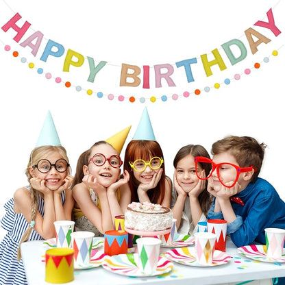 2-PCS Pre-Strung 3D Felt Happy Birthday Banner, Macaron Birthday Decorations | - Image 5