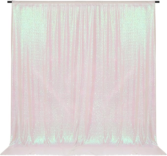 PartyDelight Iridescent White Sequin Backdrop 6x8ft Shimmer Photo Curtain | 4 - Image 4