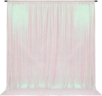 PartyDelight Iridescent White Sequin Backdrop 6x8ft Shimmer Photo Curtain | 4 - Image 4