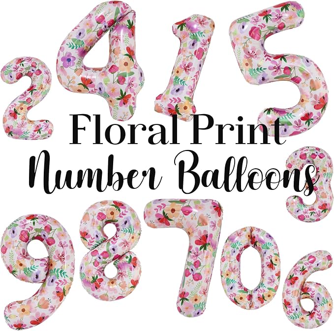 Flower Balloons 40 Inch Floral Number 3 Balloon - Image 3
