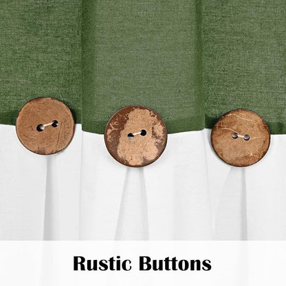 Farmhouse Valance Curtains, Boho Cotton Linen Kitchen Valance, Rustic Button - Image 3