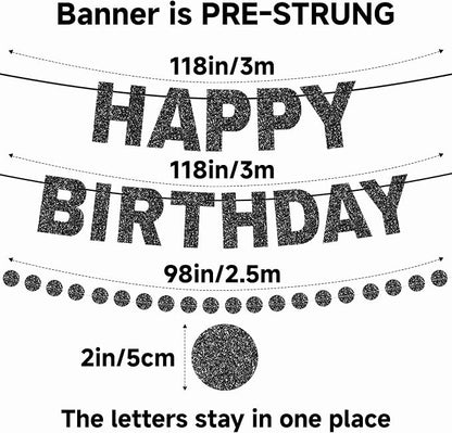 Alynta Happy Birthday Banner Pre-Strung Glitter Birthday Party Decorations | NO - Image 3