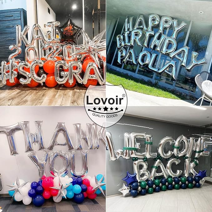 Lovoir 40 Inch Large Silver Letter D Balloons Big Size Jumbo Mylar Foil Helium - Image 5