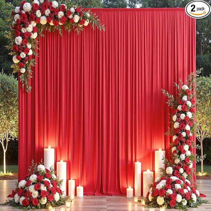 10×14ft Wrinkle Free Red Backdrop Curtain by ENJOYYOURPARTY