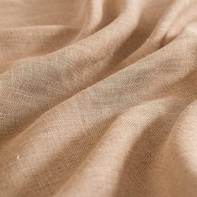 MIULEE Light Brown Linen Curtains 52x54 Inch Length 2 Panels - Image 4