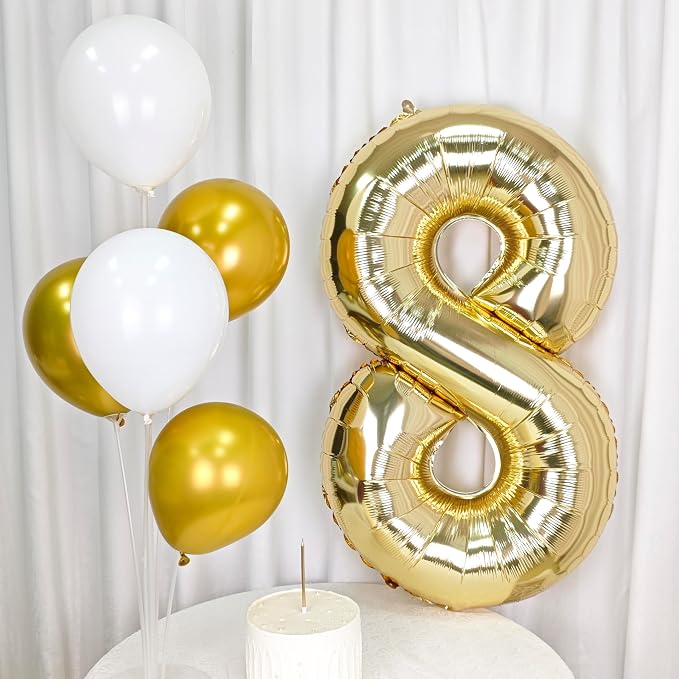 40 Inch Light Gold 9 Number Balloons Large Champagne Gold Number | White Gold - Image 4