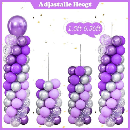 Purpe and Silver Balloon Column Stand Kit Set of 2 - Image 6