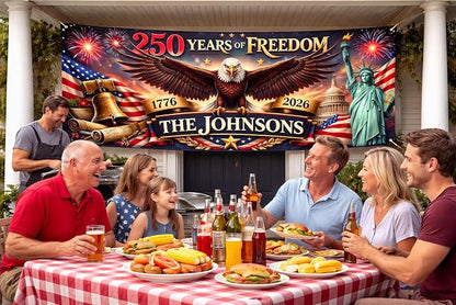 Personalized 250 Years of Freedom USA Banner 1776-2026, Patriotic American - Image 4