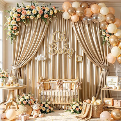 20x10ft Champagne Gold Glitter Backdrop Curtain - Image 4