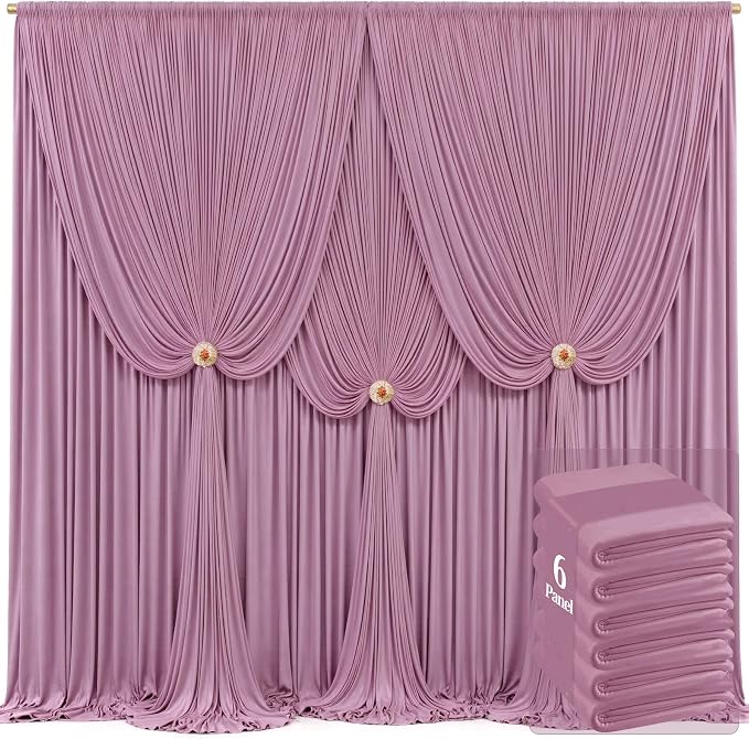 6 Panels Dusty Pink Backdrop Curtains by Tao-GePartyDecorations