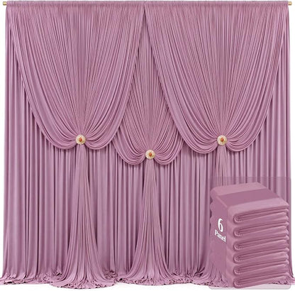 6 Panels Dusty Pink Backdrop Curtains by Tao-GePartyDecorations