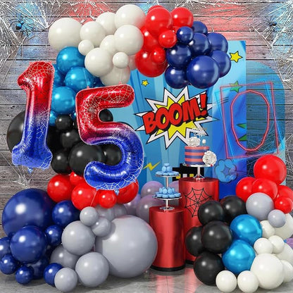40 Inch Spider Theme Number Foil Balloons, Large Number 15 Balloons - Image 6