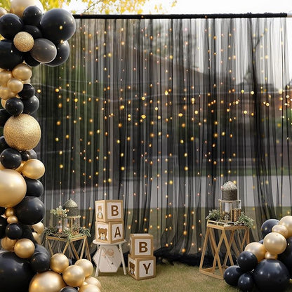 20x10ft Black Tulle Backdrop Curtain - Image 2