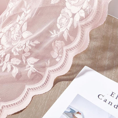 72 Inch Pastel Pink Lace Curtains 2 Panels Rod Pocket Big Flower Embroidery - Image 6