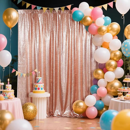 SquarePie 6x6ft Rose Gold Sequin Backdrop, High Density Non-Transparent Glitter - Image 2