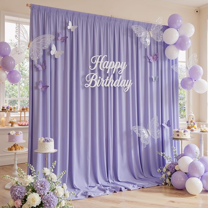 10ftx10ft Wrinkle Free Lavender Backdrop Curtain - Image 5