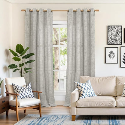 YoungsTex Dark Grey Curtains 98 Inches Long, Linen Drapes Light Filtering | - Image 2