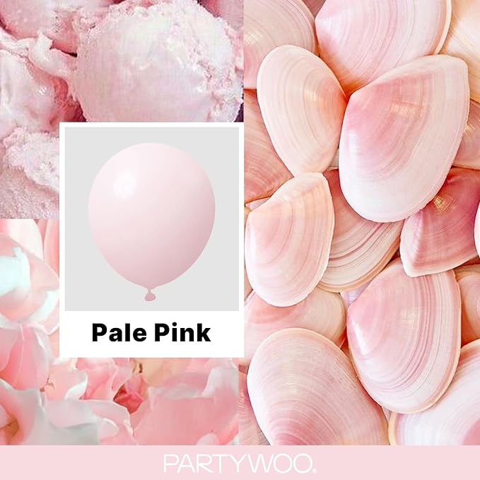 PartyWoo Pale Pink Balloons 100pcs Light Pastel Baby Pink Color | 36 18 12 10 5 - Image 2