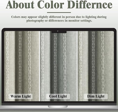 Sage Green Boho Blackout Curtains 90 Inch 2 Panels - Image 5
