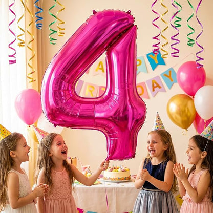 40 Inch Hot Pink Number 4 Balloon, Giant Number Balloons, Birthday Decor | - Image 5