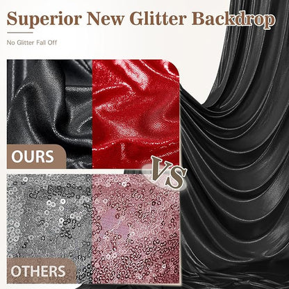 20ft x 10ft Red Black Sequin Backdrop Curtain - Image 2