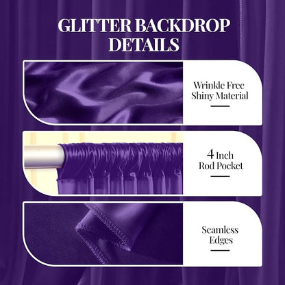 10x10 ft Purple Glitter Backdrop Curtain - Image 2
