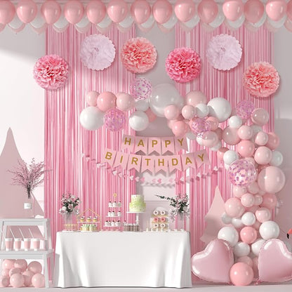 Pink and White Happy Birthday Party Decorations - Image 6