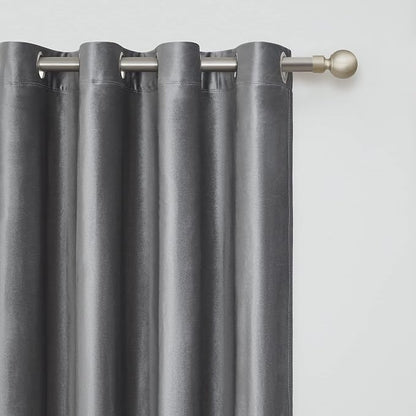 BULBUL Velvet Grey Blackout Curtains 90 inch Long - Image 2