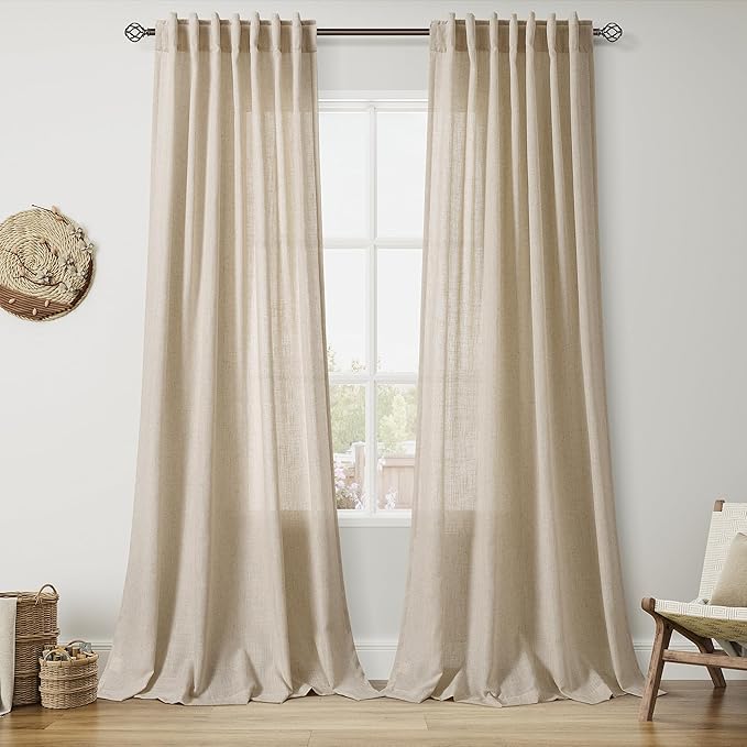 Taupe Burlywood Linen 112 Inch Curtains by Nanspring