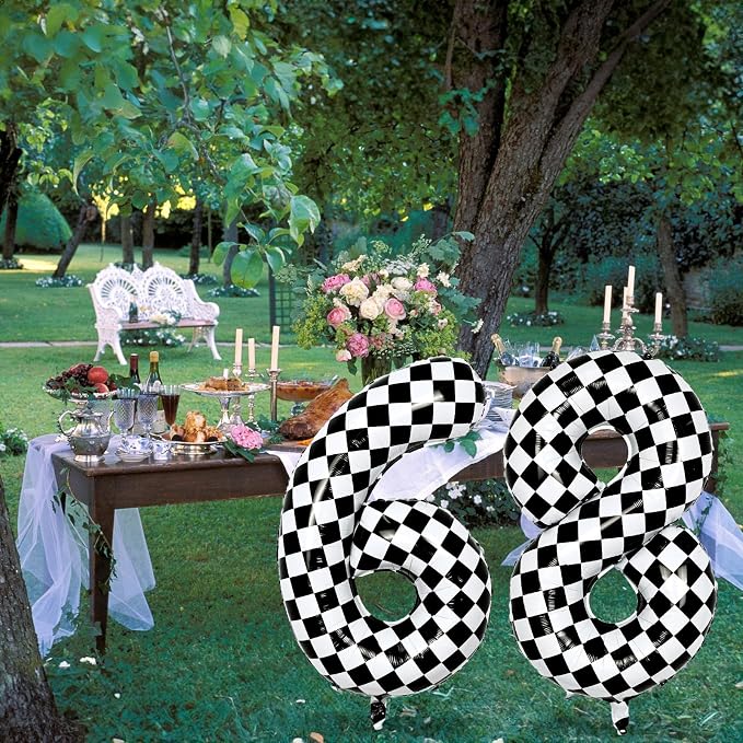Number 7 Balloon for Boys, Giant Checkered Self Inflating Number 0-9 Set Decor - Image 6