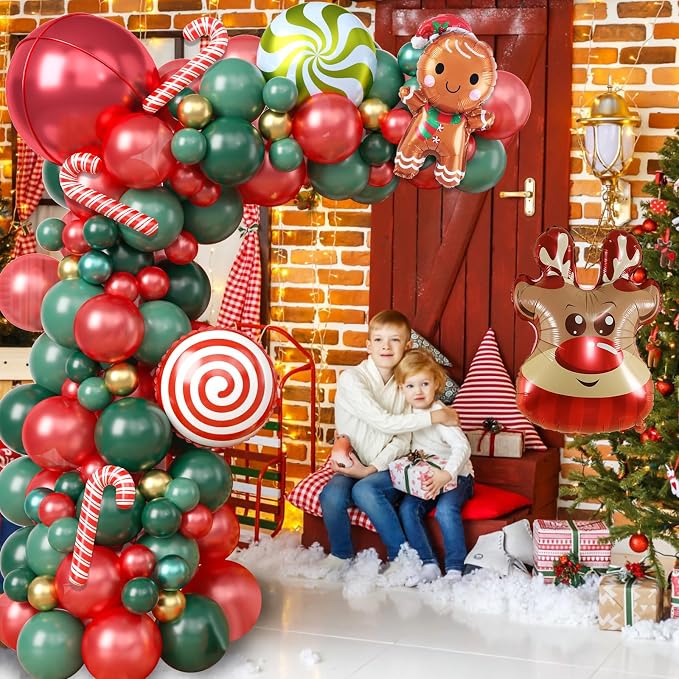 Christmas Balloon Garland Kit, Xmas Candy Cane Gingerbread Windmill Foil - Image 5