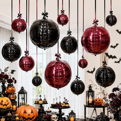 Black Burgundy Round Foil Balloons - Image 8