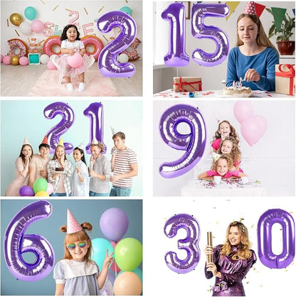 Purple Number Balloons, 40 Inch Purple Balloon 6.6 Helium Balloon 6th Birthday - Image 3