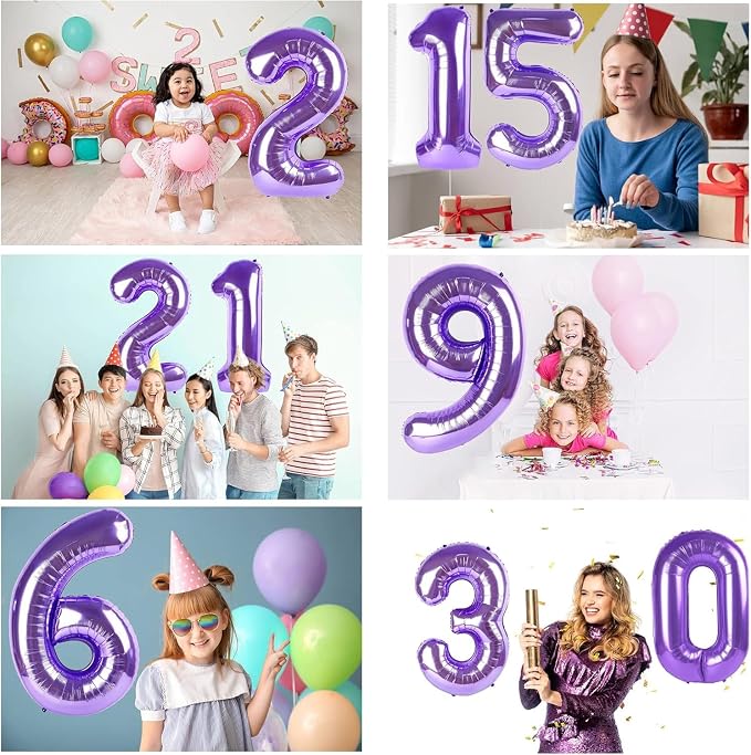 Purple Number Balloons, 40 Inch Purple Balloon 3.3 Helium Balloon 3th Birthday - Image 5