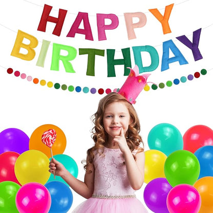 Pre-Strung 3D Felt Happy Birthday Banner, Rainbow Birthday Decoration | Reusable - Image 6