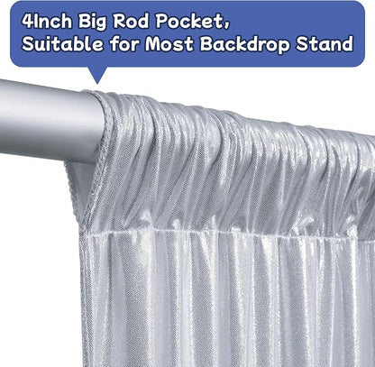 50ftx10ft Sequin Silver Backdrop Curtain Panels - Image 8